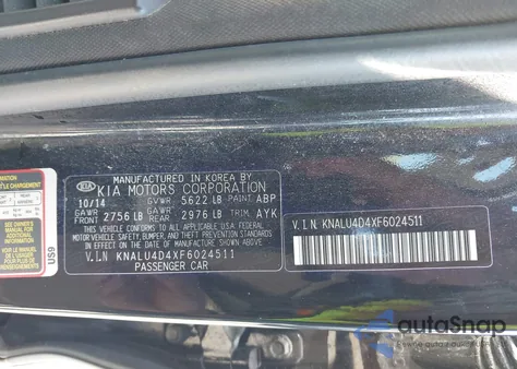 2015 Kia K900 Premium from USA, damaged, VIN KNALU4D4XF6024511